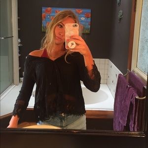 Black Off the Shoulder Festival Top